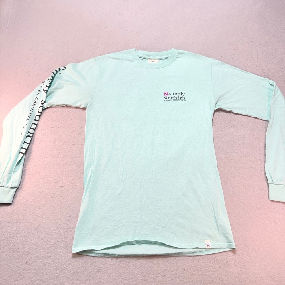 Simply Southern Long Sleeve T-Shirt Women's‎ Small Mint Green Graphic